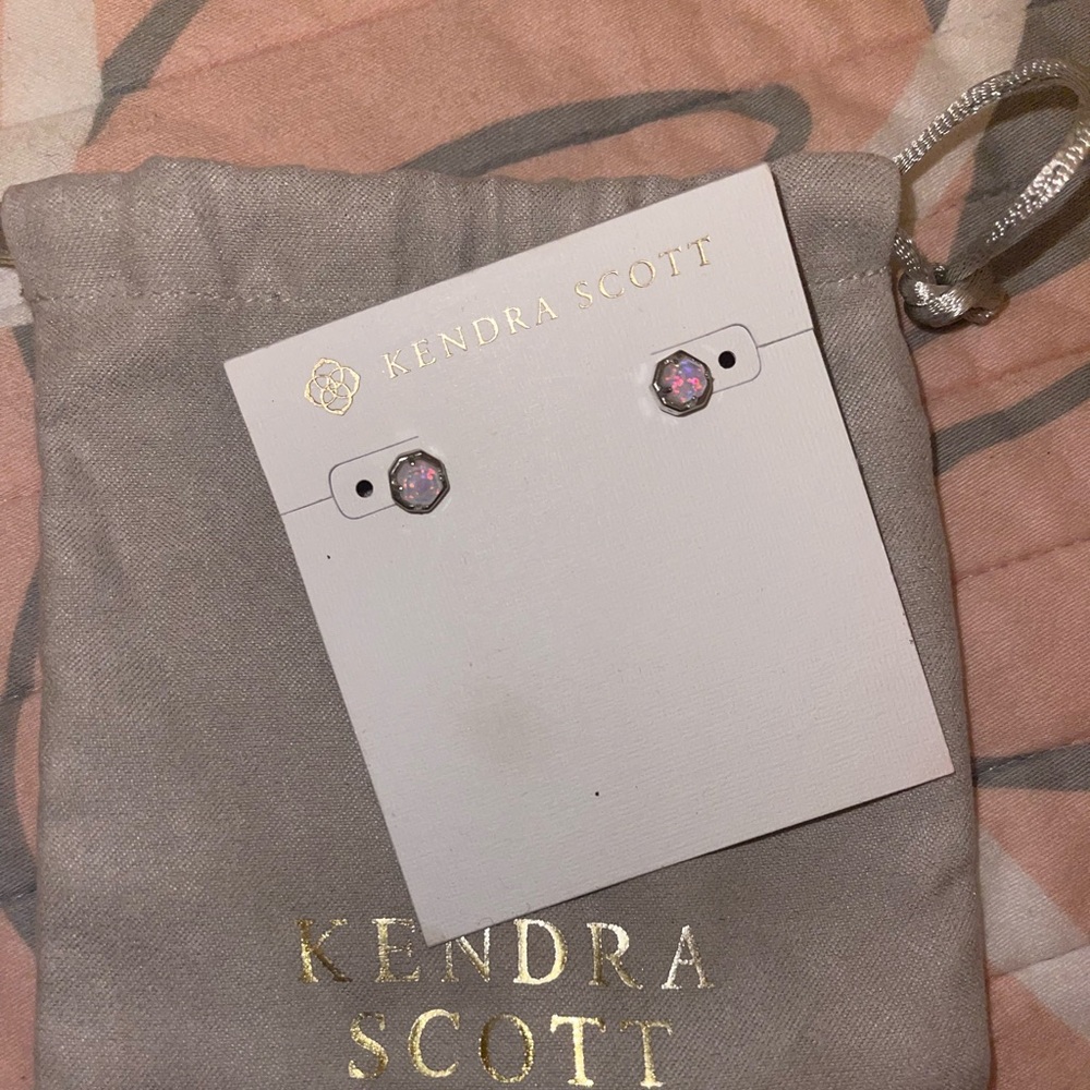 Silver opal stud earrings